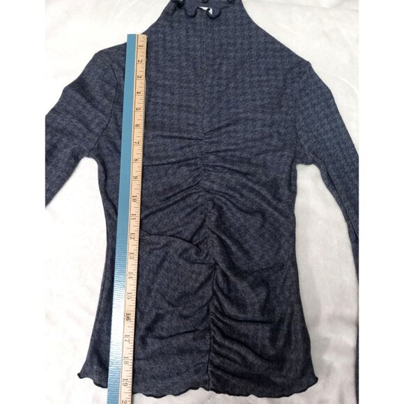 We The Free Gray/Blue Womens Houndstooth Mock Neck French Curl Edged Sweater Siz - Picture 9 of 9